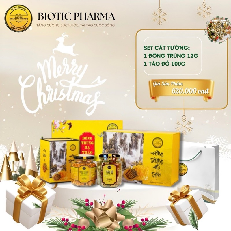 Set Quà Đông Trùng Hạ Thảo Cát Tường – Biotics, kèm táo đỏ