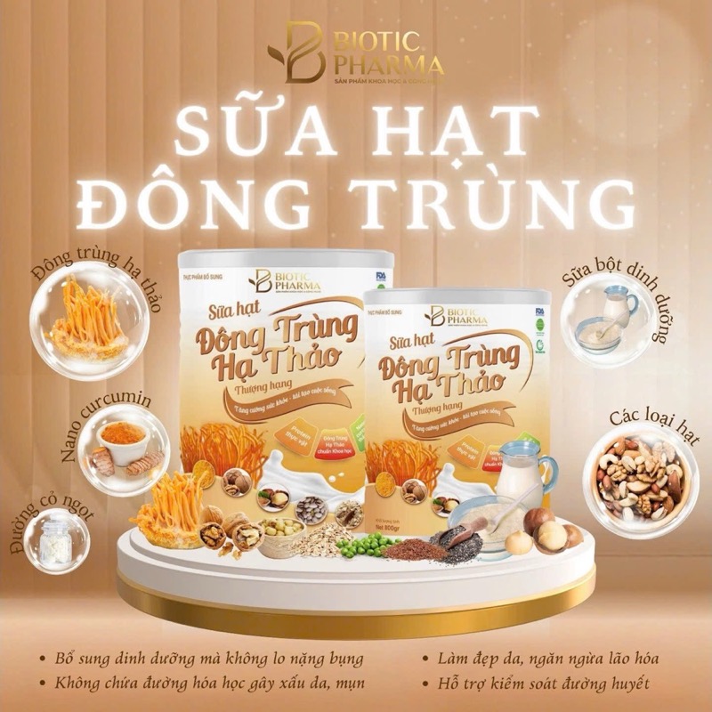 Sữa Đông Trùng Hạ Thảo Biotics – Sữa hạt kết hợp nano curcumin